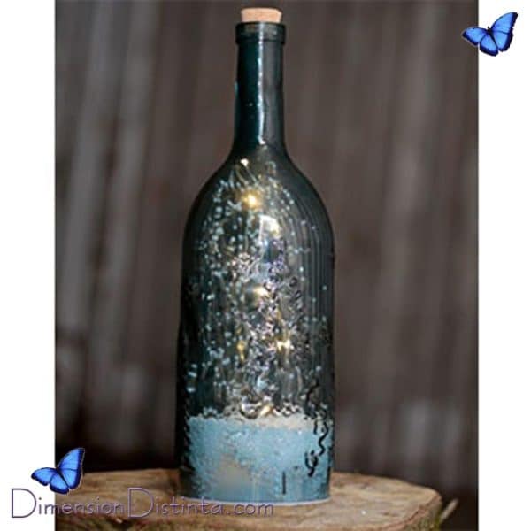 Imagen botella de navidad azul arbol luz led y musica altura 44 cm x ancho 125 x profundidad 125 cm | DimensionDistinta