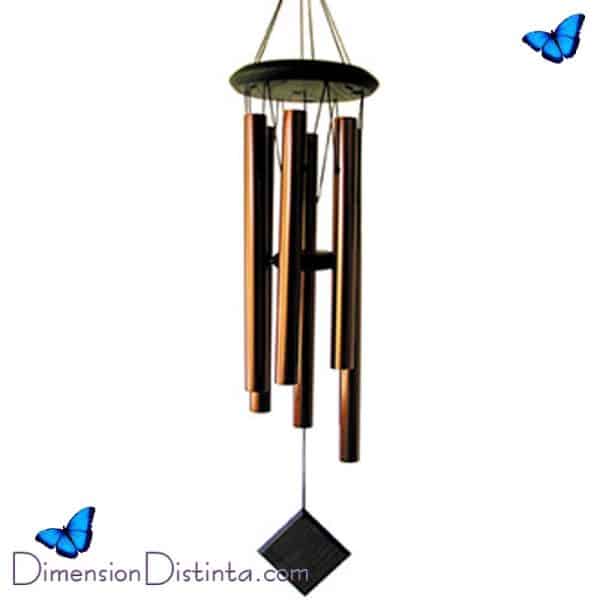 Imagen campana de viento pluton broce 6 tubos de aluminio color bronce madera acabado bubinga 68 cm altura | DimensionDistinta