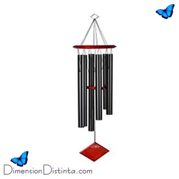 Imagen campana de viento tierra negra 95 cm altura 6 tubos de aluminio color negro | DimensionDistinta