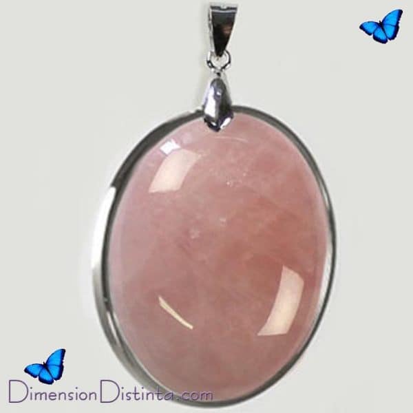 Imagen colgante gema cuarzo rosa en plata 17gr a 20gr | DimensionDistinta