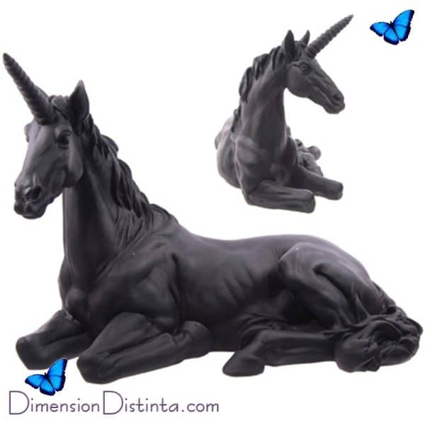 Imagen figura unicornio negro de jardin 46 x 33 cms | DimensionDistinta