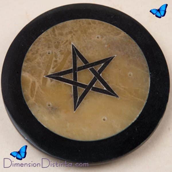 Imagen incensario base piedra jabon con pentagrama | DimensionDistinta