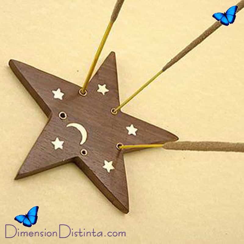 Imagen incensario madera estrella decorado 8 cms | DimensionDistinta