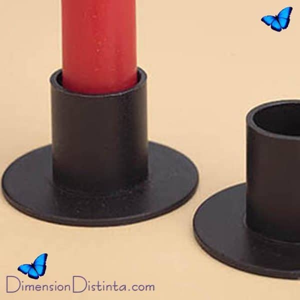 Imagen portavelas metalico y negro para velas 2 cm diametro | DimensionDistinta
