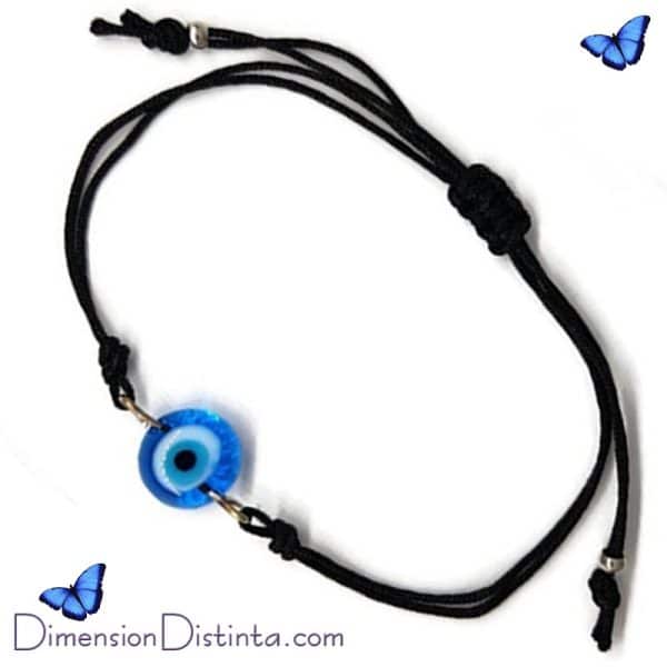 Imagen pulsera cordon color negro con ojo turco | DimensionDistinta
