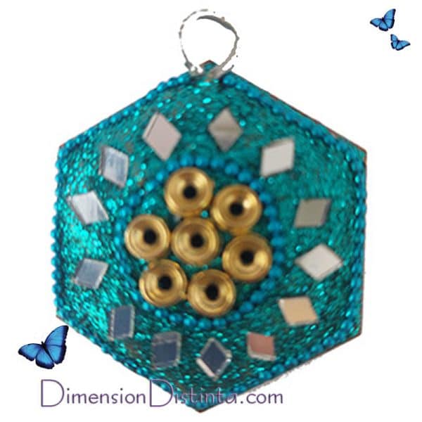Imagen incensario decorado y espejos color azul | DimensionDistinta