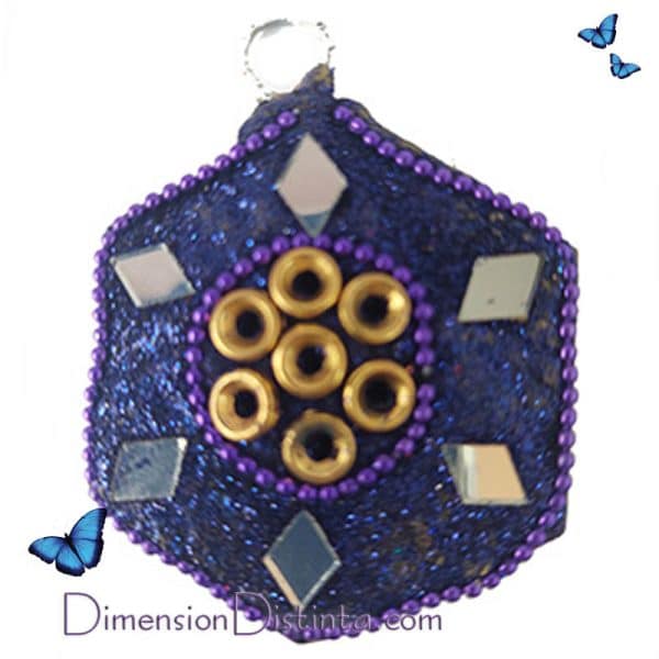 Imagen incensario decorado y espejos color lila | DimensionDistinta