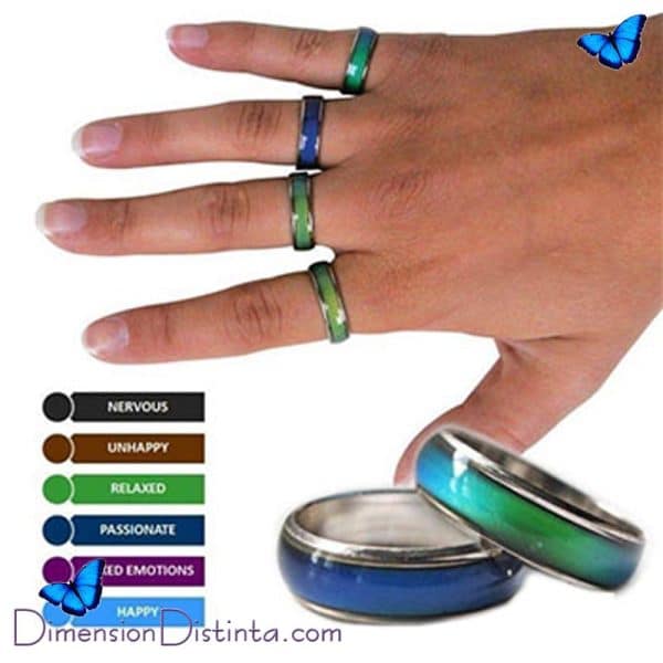 Imagen anillos cambian color segun estado de animo diametro 15 19cm material zinc imitacion rodio | DimensionDistinta