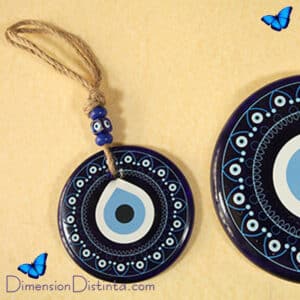 Colgante ojo turco de cristal con diseño mandala 10x23.5 cm