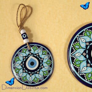 Colgante ojo turco de cristal con diseño mandala 12 cm