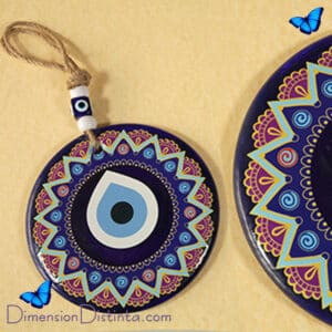 Colgante ojo turco de cristal con diseño mandala 15 cm