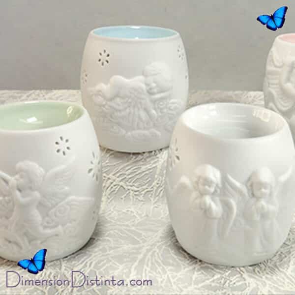 Imagen lamparilla de ceramica blanco decoracion angelical | DimensionDistinta