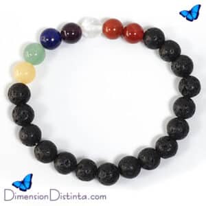 Pulsera elastica lava y 7 chakras bola 8 mm