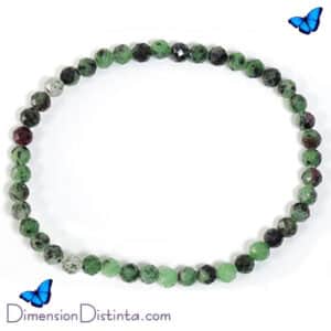 Pulsera elastica fucsia y rubi faceteada 4 mm