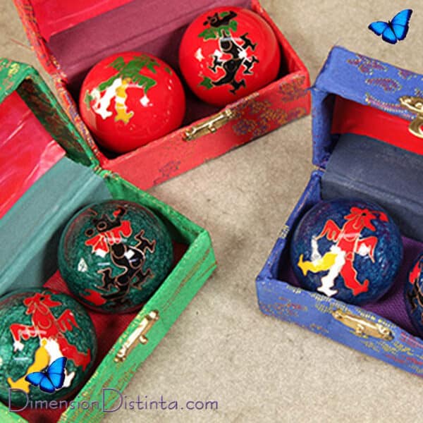 Imagen caja pareja bolas boading modelo dragon y sol 5cm | DimensionDistinta