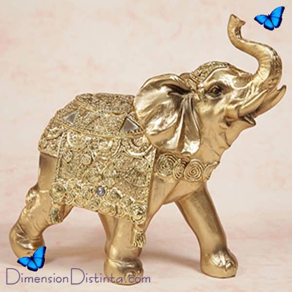 Imagen figura resina elefante dorado | DimensionDistinta