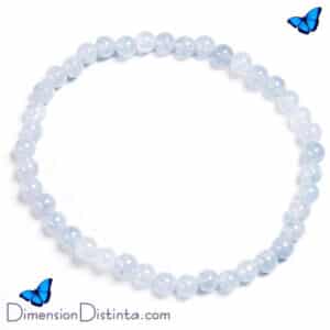 Pulsera de aguamarina elastica bola 4 mm