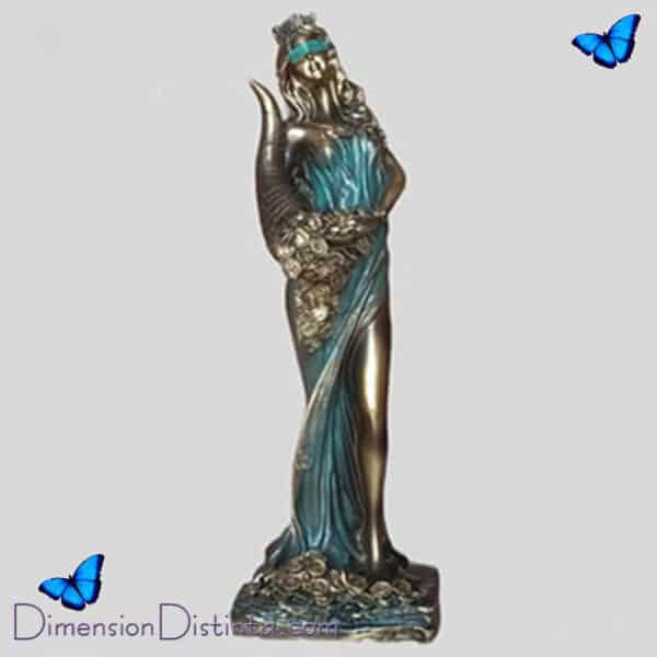 Imagen figura resina diosa fortuna decorada azuldorada 30 cm | DimensionDistinta