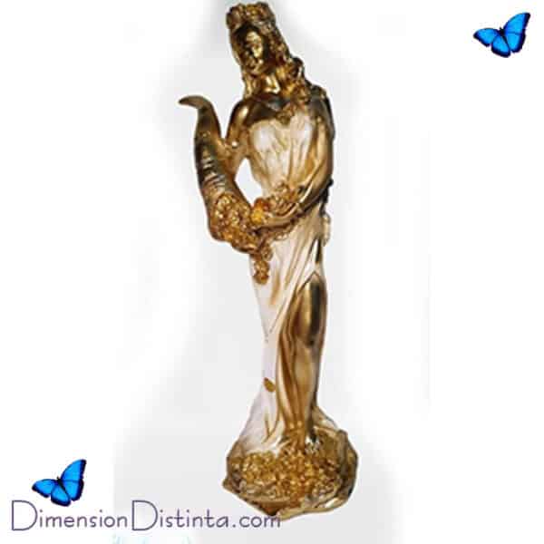 Imagen figura resina diosa fortuna decorada blancadorada 28 cm | DimensionDistinta