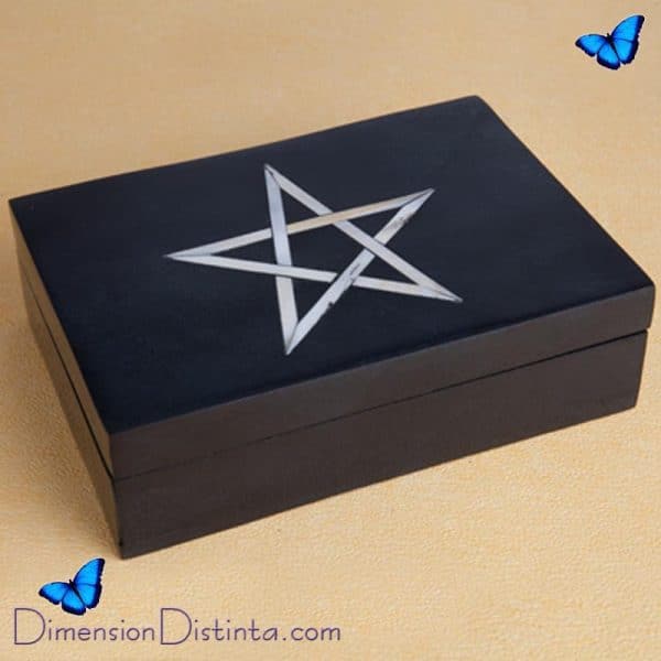 Imagen caja esteatita negra 16x10x6 cm pentagrama nacar | DimensionDistinta