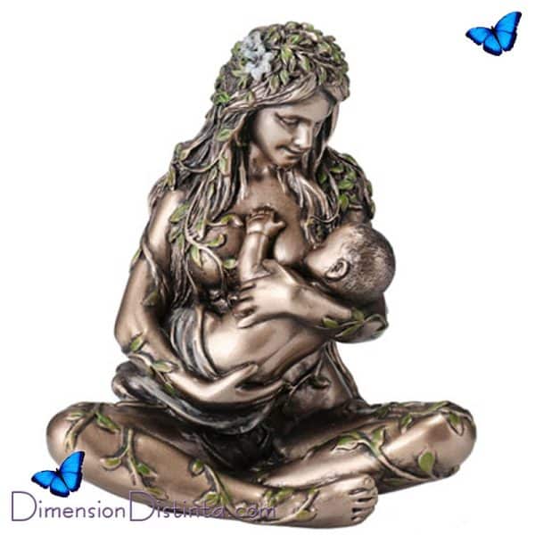 Figura Gaia madre tierra con bebé 9.5x6x11 cm