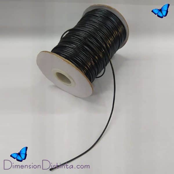 Imagen rollo cordon encerado negro fino 15mm 90 m | DimensionDistinta